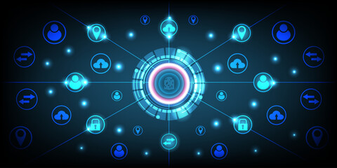 Fingerprint scan for secure access technology connection.