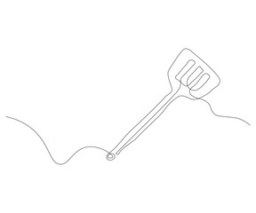 Continuous line drawing of spatula. Single line of spatula illustration