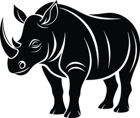 Obraz premium Stylized Black and White Rhino Silhouette.