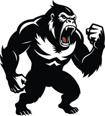 Obraz premium Fierce Muscular Gorilla Silhouette