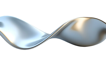 Metallic wave fluid with Glossy silver and gold reflections, isolated on transparent background cutout