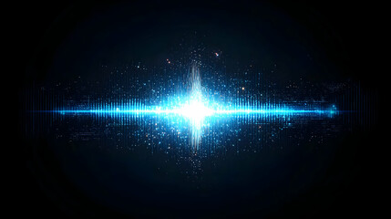 Abstract Blue Light Burst with Dynamic Lines and Sparkles on Dark Background