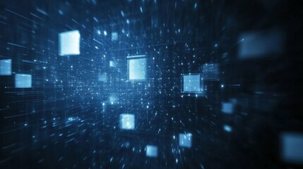 Abstract background dark blue with modern corporate concept and square element shapes