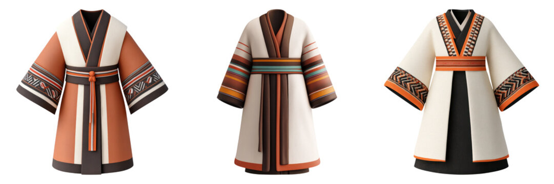 Traditional Tibetan chuba garments in vibrant colors and patterns