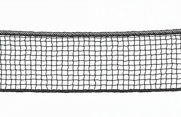 Illustration of sport net with pattern for tennis, volleyball. Black rope netting isolated on white backdrop. Equipment for competition game, recreation activity, exercise, team match or championship.