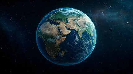 Pixelated Earth Globe In Space Showing Continents And City Lights Illuminated Against A Starry Background