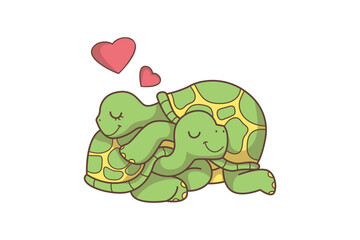Hugging Turtle Character Illustration