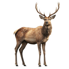 A transparent background, a realistic full-body standing deer,