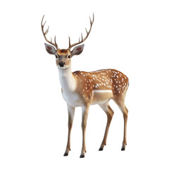 A transparent background, a realistic full-body standing deer,