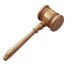 A wooden gavel on a transparent background