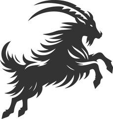 Goat shaking its head after a jump animal vector silhouette