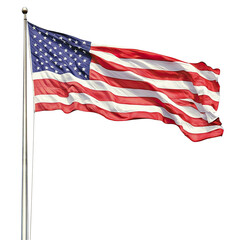 Fototapeta premium American flag flying in the wind on a transparent background