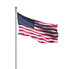 Fototapeta premium American flag flying in the wind on a transparent background