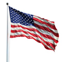 Fototapeta premium American flag flying in the wind on a transparent background