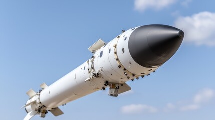 Missile close-up, desert sky, military technology, defense