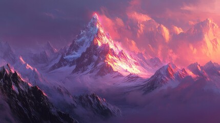 Dramatic Mountain Landscape Under Stormy Weather