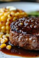 Sumptuous Demi-Glace Hamburg Steak with Buttery Corn Kernels
