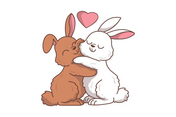 Hugging Rabbit Character Illustration