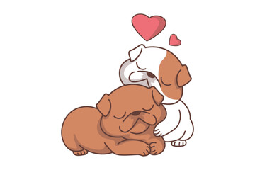 Hugging Dog Character Illustration