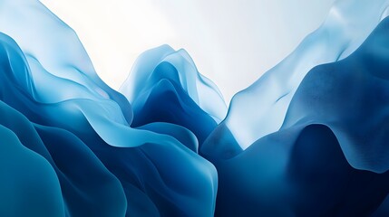 Abstract blue fabric waving with soft light and gentle shadows
