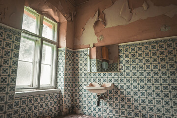 abandoned dilapidated old bathroom