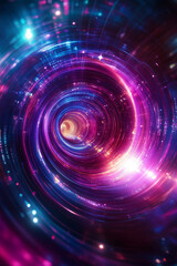 色鮮やかな光の粒子が収束する未来的なスピードエフェクト