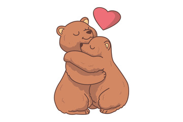 Hugging Bear Character Illustration
