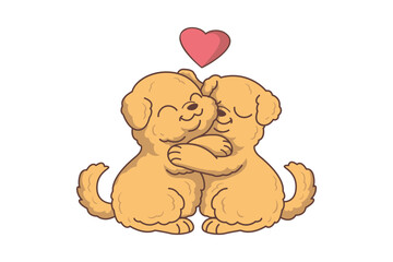 Hugging Puppy Character Illustration