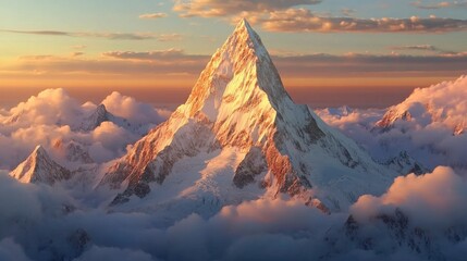 Fototapeta premium Majestic Mountain Landscape at Dawn with Soft Light