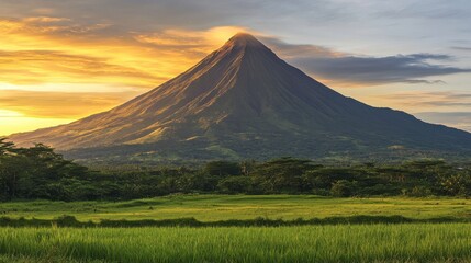Fototapeta premium Majestic Mountain Under Vibrant Stormy Skies