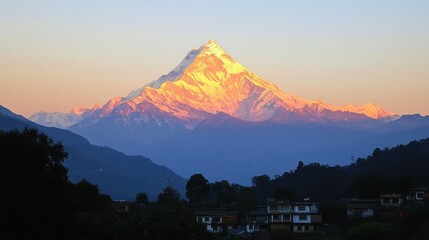 Majestic Mountains Illuminated by Twilight Light