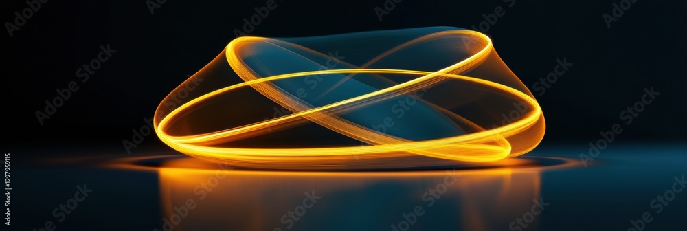 Fototapete swirling orange light forms a mesmerizing pattern in a dark environment during a long exposure captu
