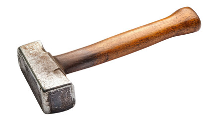 Powerful Sledgehammer: A rugged sledgehammer with a worn wooden handle and heavy, metallic head lies ready for action.