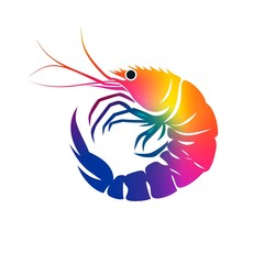 Vibrant Rainbow Shrimp Logo Design: A captivating symbol of seafood freshness and exquisite taste.