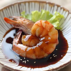 Glistening Korean-Style Shrimp in Soy Sauce Close-Up