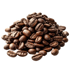 Pile of coffee beans isolated on a transparent background