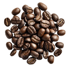 Pile of coffee beans isolated on a transparent background