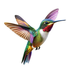 Fototapeta premium colorful hummingbird flying against a transparent background,