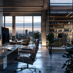 Modern and loft office interior with furniture
