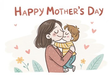 Celebratory moments filled with love between mother and child on a joyful Mother's Day occasion in a vibrant setting. Generative AI
