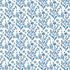 Fototapeta premium decorative seamless blue floral pattern with artistic floral arrangements for stylish home decor and textile products