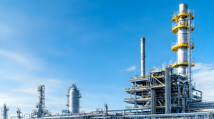Industrial Plant Structure Against A Clear Blue Sky