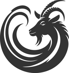 Goat twisting its head to look back animal vector silhouette
