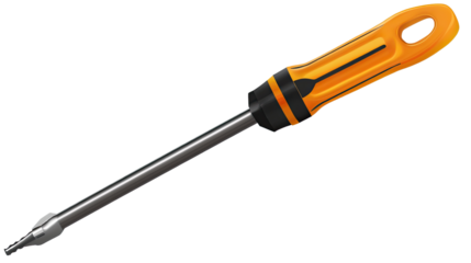 Precision in Hand: A close-up shot of a sturdy, meticulously designed screwdriver with an ergonomic handle. 
