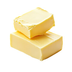 cubes of butter isolated on a transparent background.