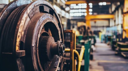 Fototapeta premium Industrial Equipment Interior in Large Manufacturing Facility