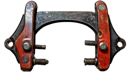 Vintage Rail Clip: An antique rail clip exhibits detailed craftsmanship and weathered textures, set against an isolated backdrop, perfect for industrial-themed designs. 