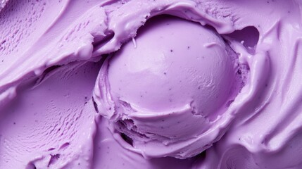 Blueberry ice cream with purple streaks on a vanilla background . 