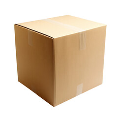 A cardboard box on a transparent background