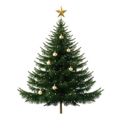 Fototapeta premium A Christmas tree with ornaments and a star, isolated on a transparent background